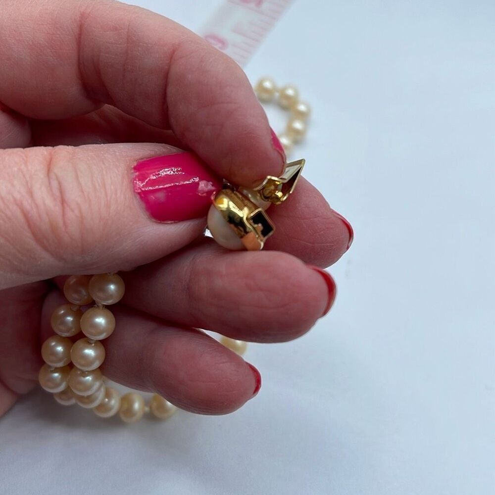 Vintage faux glass pearls. Hand knotted & 16” - Picture 7 of 8